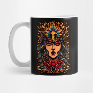 Traditional Tattoo Indian Woman & bird skull Mug